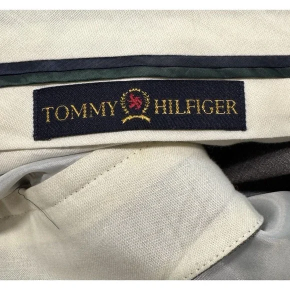 Tommy Hilfiger Suit Mens 48 Long Pants 40x31 Gray Vintage Double Breasted